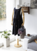 黑色繡花廚房圍裙/工作圍裙/料理圍裙